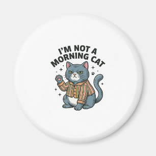 Aimant Chat du matin Gravure vintage T-shirt drôle de cha