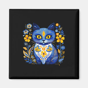 Aimant Chat d'Ukraine Floral Vintage Drapeau Ukrainien Vy