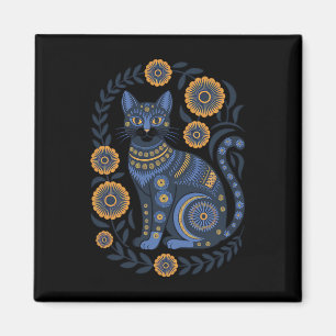 Aimant Chat d'Ukraine Floral Vintage Drapeau Ukrainien Vy