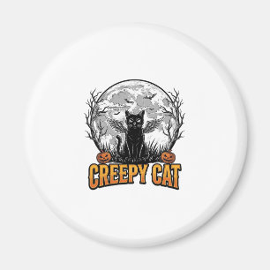 Aimant Chat effrayant Halloween Dessin de gravure vintage