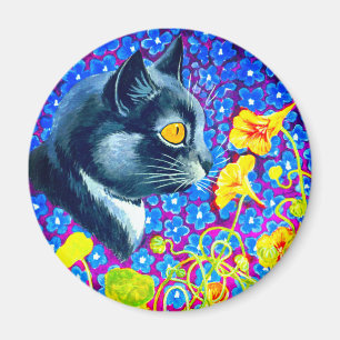 Aimant Chat en fleurs