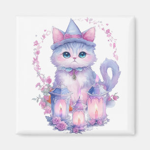 Aimant Chat et bougies Halloween
