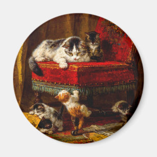 Aimant Chat et chatons Jouer avec chaise