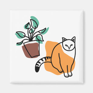 Aimant Chat et le plante