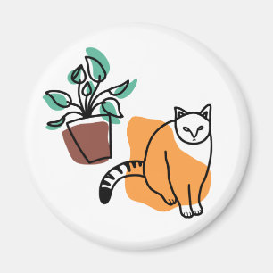 Aimant Chat et le plante