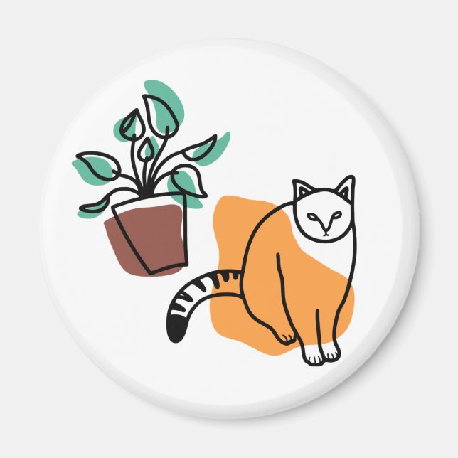 Aimant Chat et le plante (Devant)