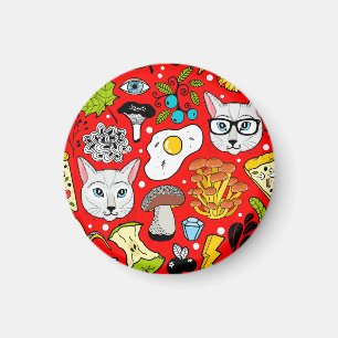 Aimant Chat et oeuf sur le rouge