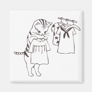 Aimant chat faisant la blanchisserie