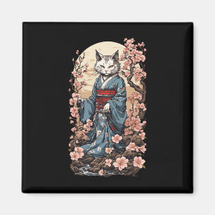 Aimant Chat Fantôme Avec Kimono Japonais Yokai Folklore D