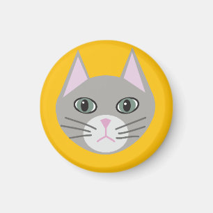 Aimant Chat gris, Jaune