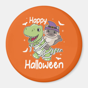Aimant Chat Happy Halloween T-rex costume maman