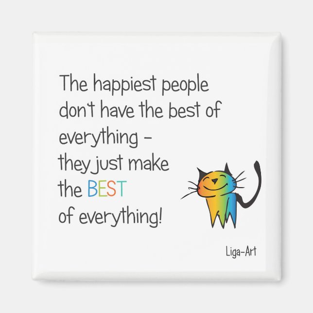 Aimant Chat heureux (Devant)