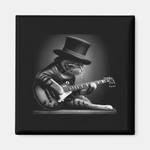 Aimant Chat Jouant de la Guitare - Musique Rock Drôle Gui