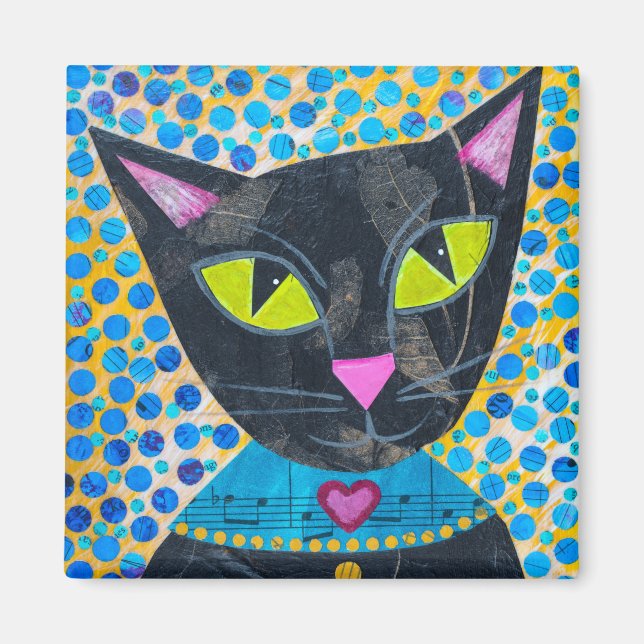 Aimant Chat Kitty noir (Devant)