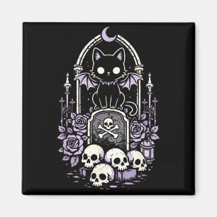 Aimant Chat Kitty Vamre Crâne et Gothique Kawaii Mignon V