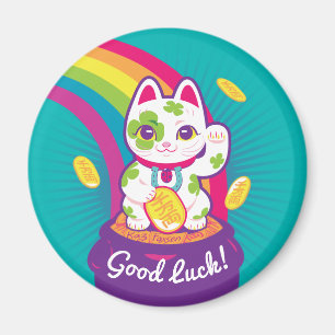 Aimant Chat Lucky Maneki Neko Bon Pot de chance d'or