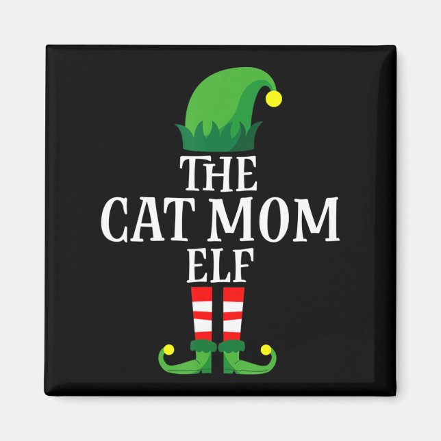 Aimant Chat Maman Elf Femmes Filles Vêtements Fun Noël Ma (Devant)