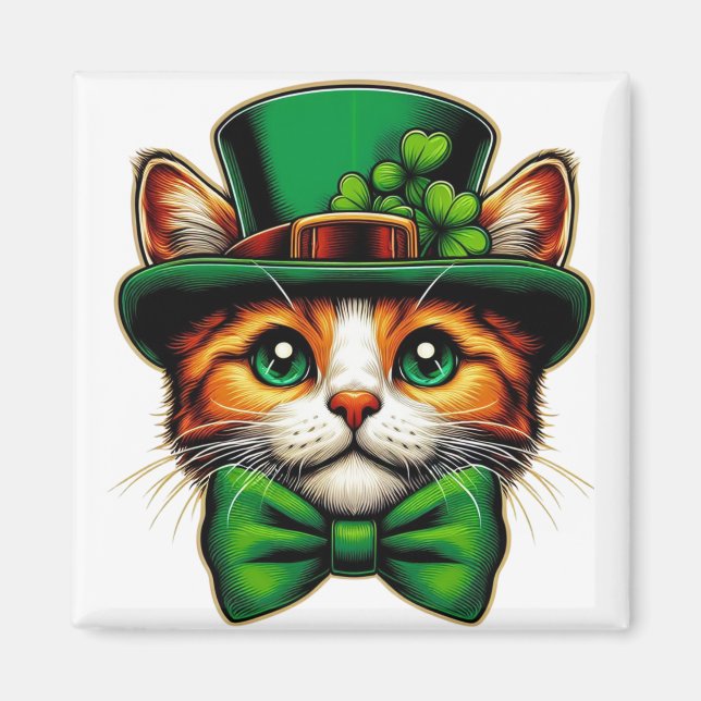 Aimant Chat mignon/chaton Saint Patrick's Day (Devant)
