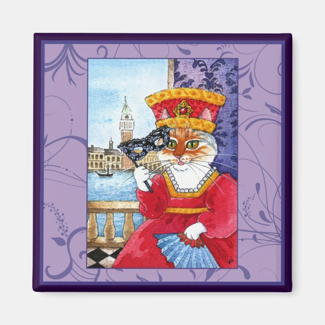 Aimant Chat mignon, costume du Carnaval de Venise (Devant)