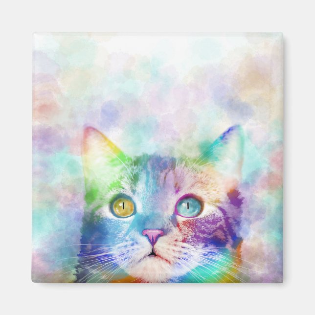 Aimant chat multicolore cat 663 (Devant)