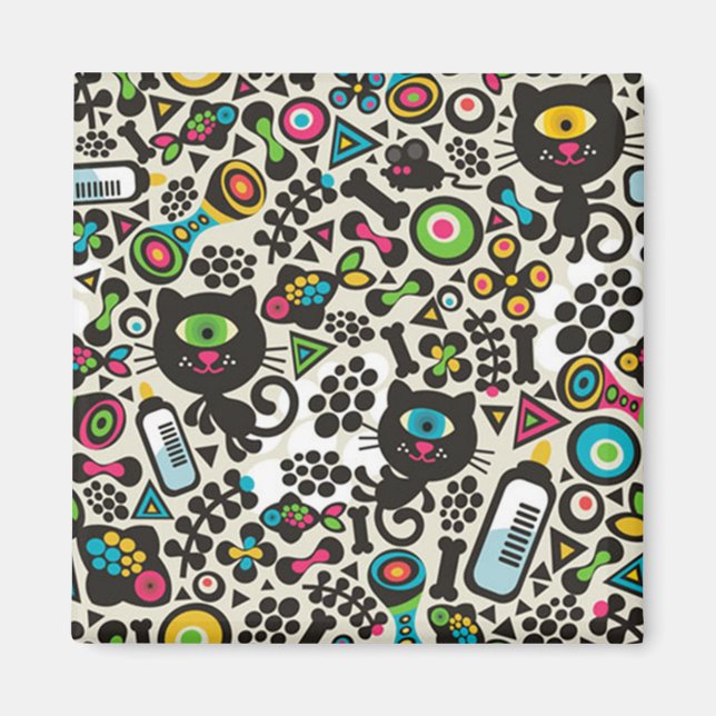 Aimant Chat noir à un oeil (Devant)