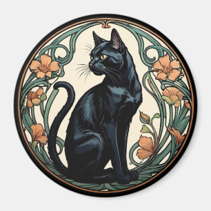 Aimant Chat noir Art Nouveau