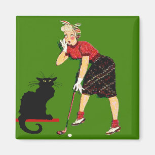 Aimant Chat noir au golf