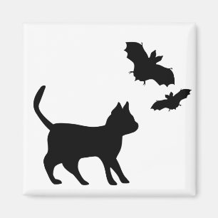 Aimant Chat noir avec chauve-souris