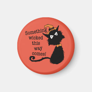 Aimant Chat noir d'Halloween - Citation de Shakespeare