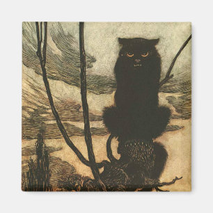 Aimant Chat noir d'Halloween effrayant Vintage Rackham