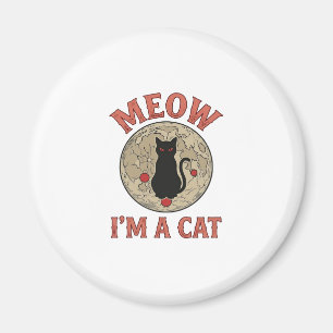 Aimant Chat Noir Drôle Lune Vintage Design Halloween_1