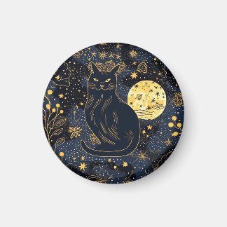 Aimant Chat noir du ciel étoilé