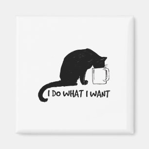 Aimant Chat Noir Faire Ce Que Je Veux Coupe Rouge Drôle M