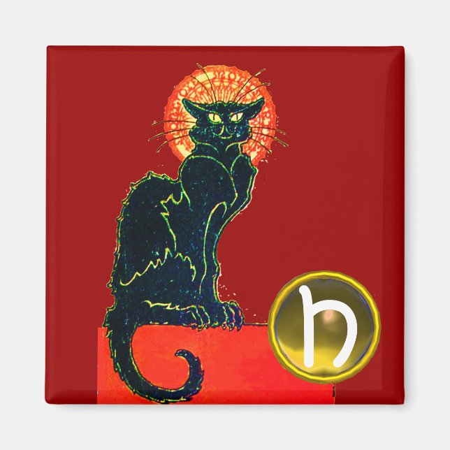 AIMANT CHAT NOIR HALLOWEEN PARTY GEM MONOGRAM (Devant)