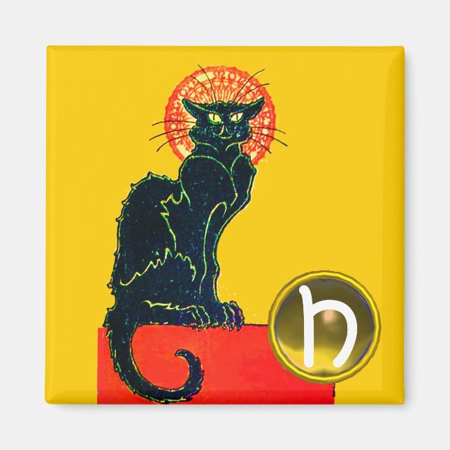 AIMANT CHAT NOIR HALLOWEEN PARTY MONOGRAM (Devant)