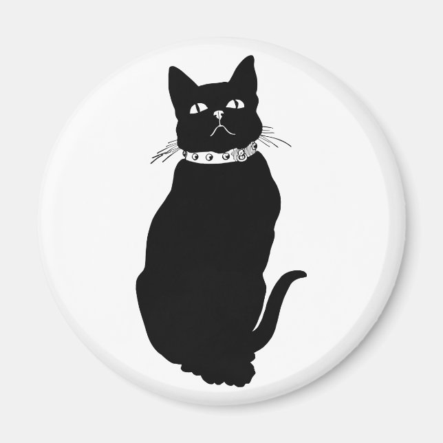 Aimant Chat noir vintage (Devant)