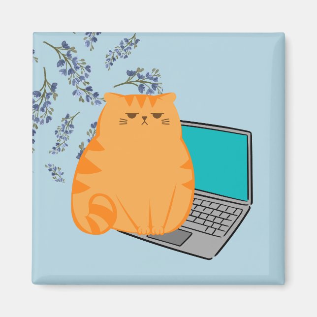 Aimant Chat orange de travail (Devant)