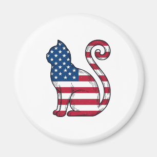 Aimant Chat patriotique gravure vintage vecteur conceptio