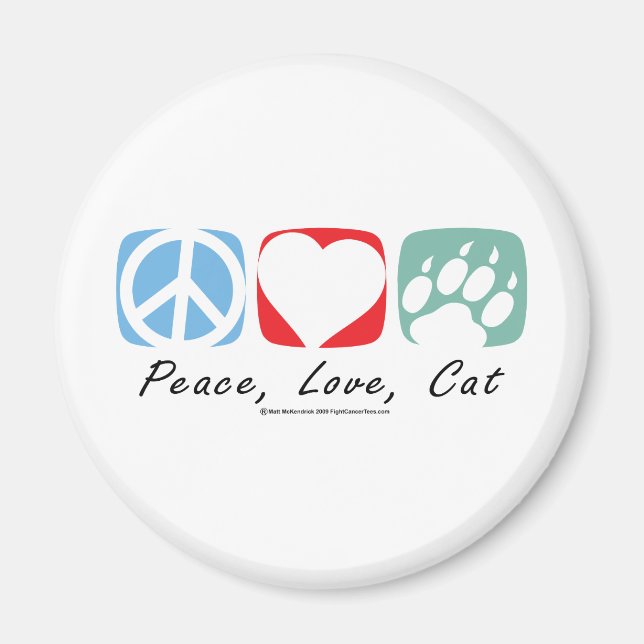 Aimant Chat Peace Love (Devant)