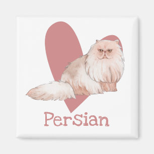 Aimant Chat Perse Aquarelle Kitty Coeur rose