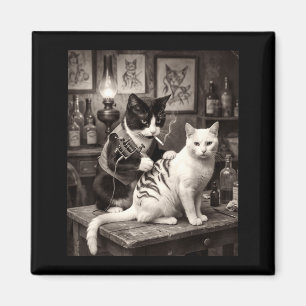 Aimant Chat qui fume Tatouage Vintage Kitty Encre Artiste