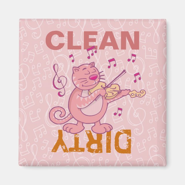 Aimant Chat rose avec le violon (Devant)