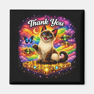 Aimant Chat siamois arc-en-ciel cosmique de l'espace extr