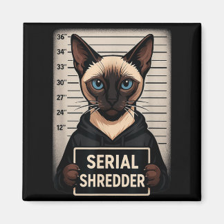 Aimant Chat siamois, tueur en série, mugshot, animal drôl
