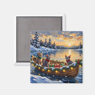 Aimant Chat Sphynx Noël Bateau Fêtes