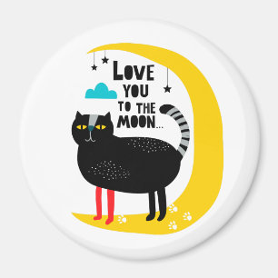 Aimant Chat sur la lune