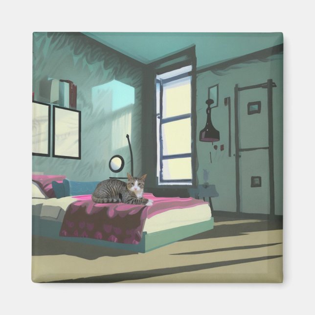 Aimant Chat sur le lit (Devant)