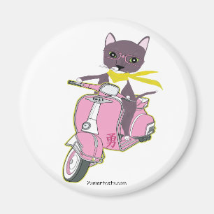 Aimant Chat sur le rose