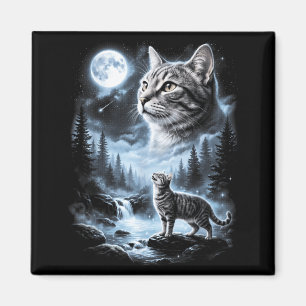 Aimant Chat tabby G qui hurle à la lune Rétro 90
