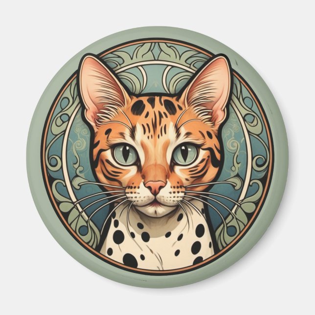 Aimant Chat tacheté Art Nouveau (Devant)